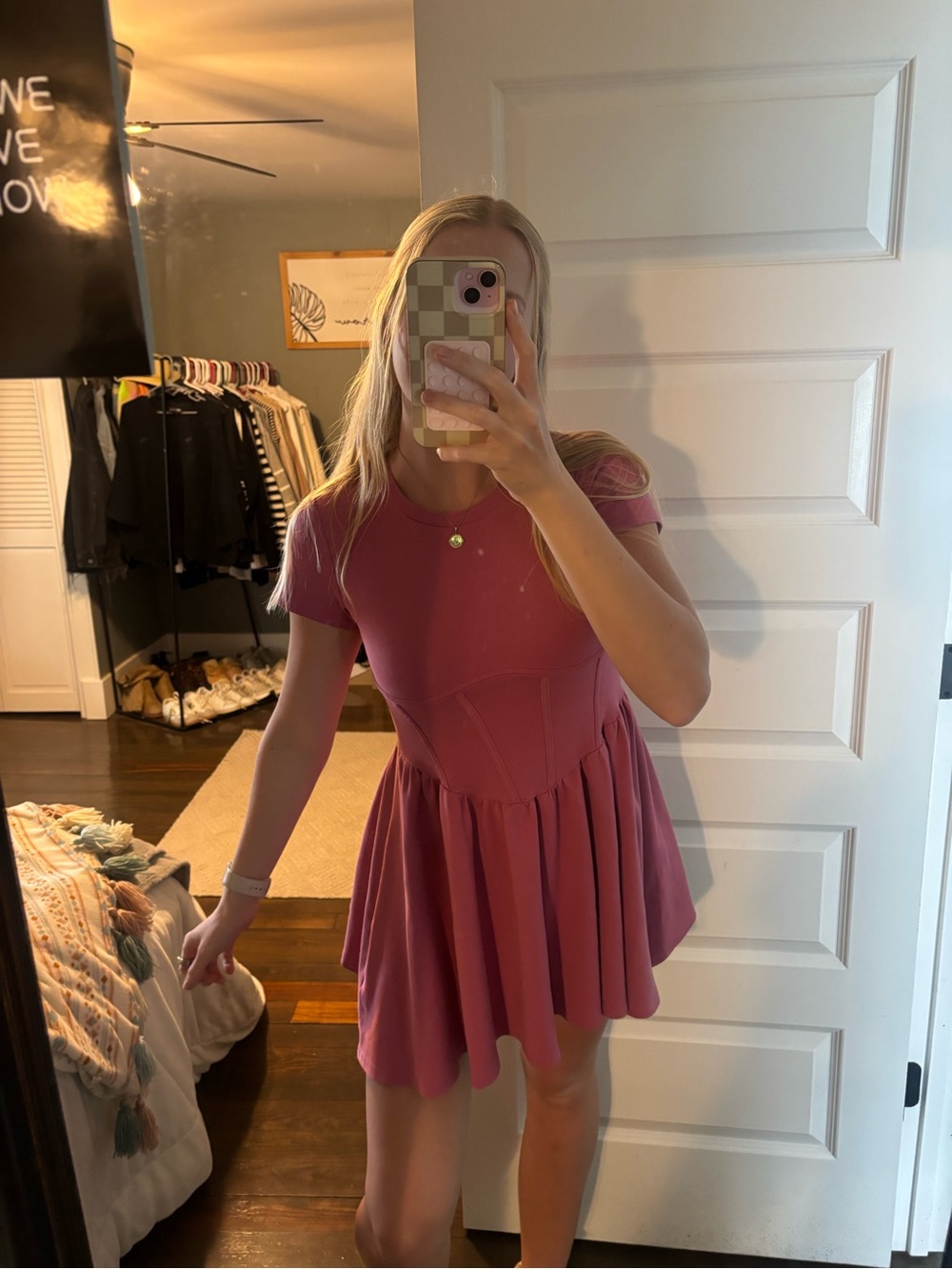 Dusty Rose Short Sleeve Tee Dress - Size M